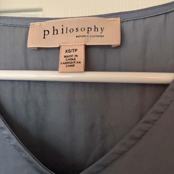 Blue gray ruffled satin top - Picture 3 of 3